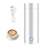 mizikuu Hervidor Agua Electrico, Pequeño Hervidor De Agua Portátil 5 Minutos de Ebullición Rápida Hervidor de Viaje Taza de Agua Eléctrica Apagado Automático para Hacer Leche, Café y Té, Blanco