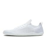 VIVOBAREFOOT Primus Lite - Zapatillas de punto para hombre, veganas, ligeras, transpirables con suela descalza, Blanco brillante, 45 EU Ancho