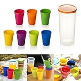 OFKPO 8 Pcs Vasos de Plástico, Tazas de Viaje Portátil y Reutilizable,Sin BPA para Camping, Picnics y Viaje ect, 200ML
