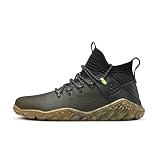 Vivobarefoot Magna Forest ESG - Zapatillas de senderismo de piel y lana para mujer con suela descalza, Bracken Lime, 9 Wide