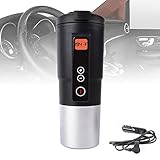 LEJIEYIN Taza de Calefacción Eléctrica para Automóvil Portátil, Control de Temperatura Eléctrico Taza de Viaje Café LCD Temperatura Ajustable Perfecto para Coche y Camping