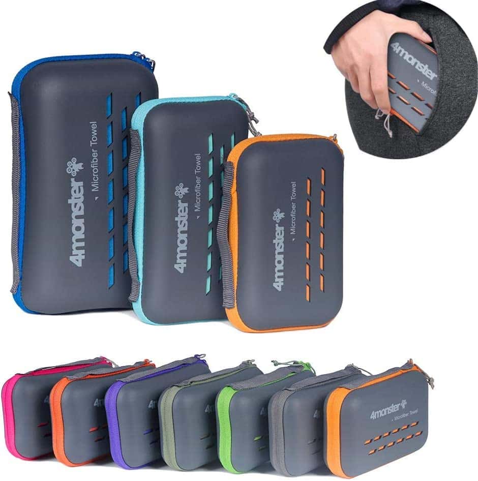 estuches llenos de toallas de microfibra hechas por 4monster