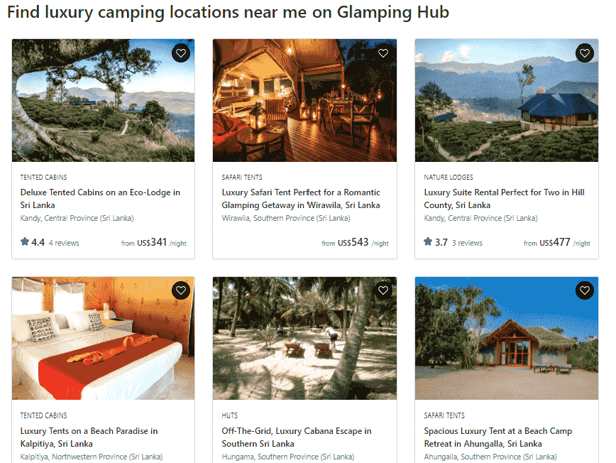 Lugares para acampar de lujo y reseñas en glampinghub.