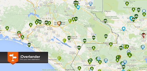 Mapa de atracciones y recursos para viajes al aire libre de iOverlander.