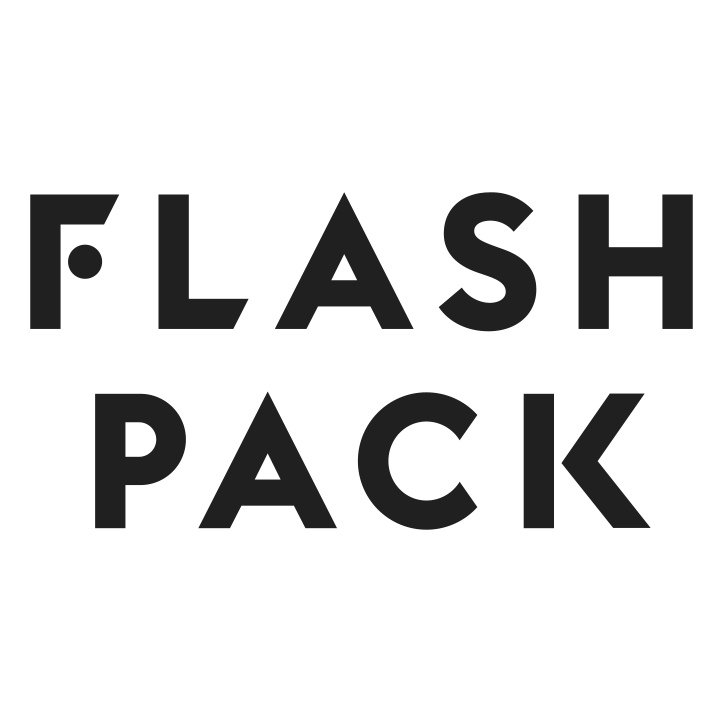 Logotipo de viaje en grupo Flash Pack.