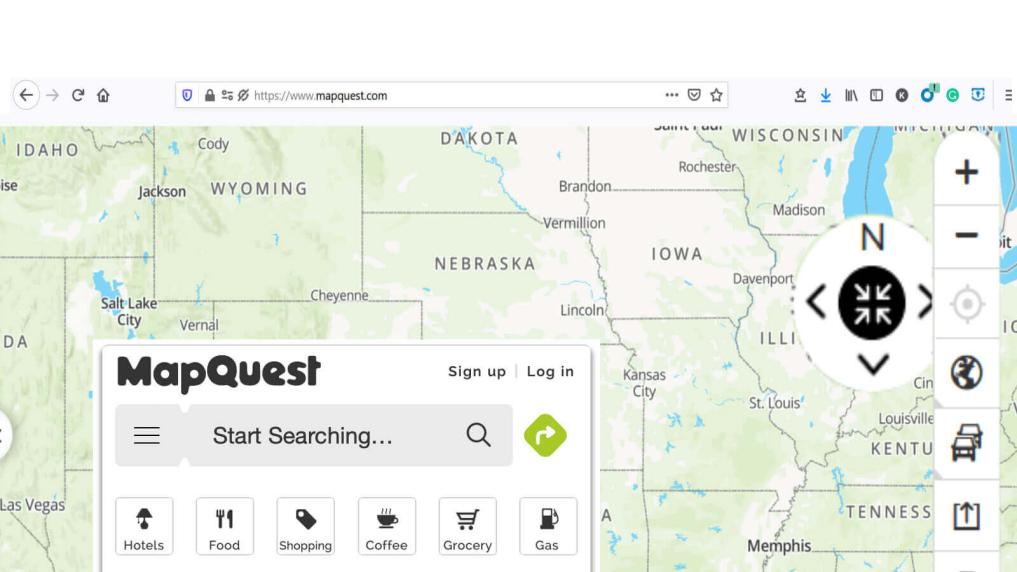 Página de búsqueda de MapQuest