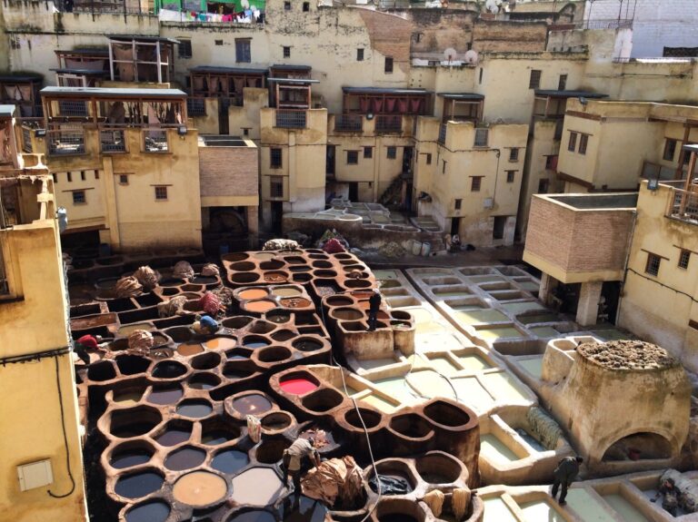 Curtido de pieles, cacas de paloma y Palacios en Fez, Marruecos
