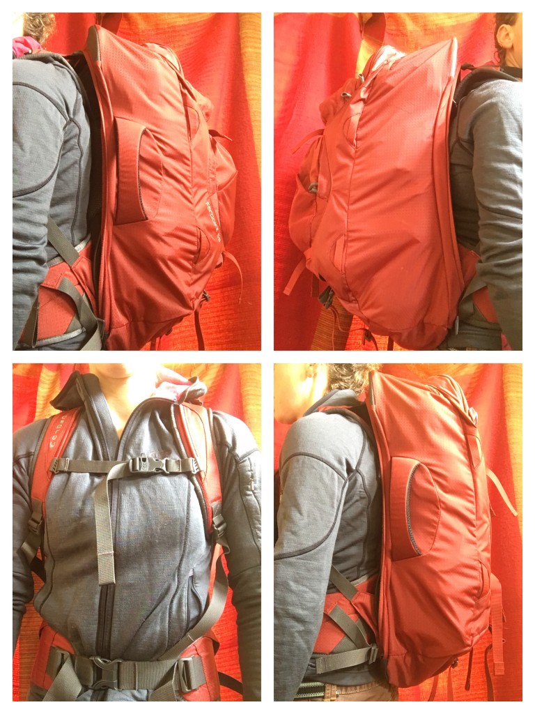 Revisión de la mochila de viaje Osprey Farpoint 55: la mochila de viaje Osprey Farpoint 55.  mochila con cremallera en la mochila, arriba;...